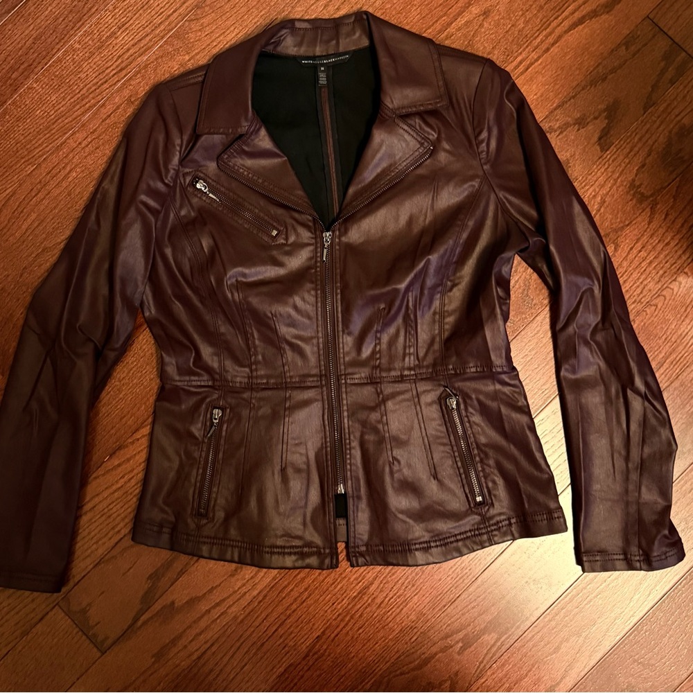White House Black Market sz 14 burgundy moto jacket